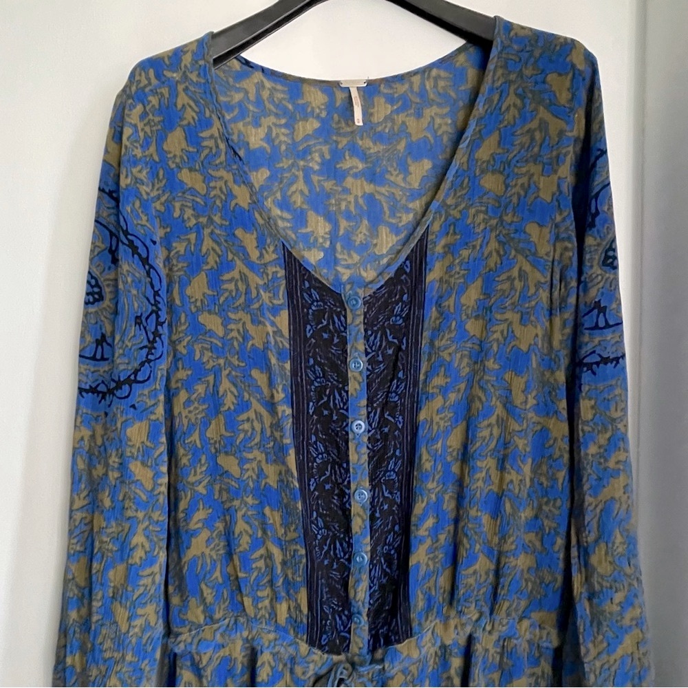 FREE PEOPLE Resort Romper - Blue and Green Patterned - Picture 7 of 15